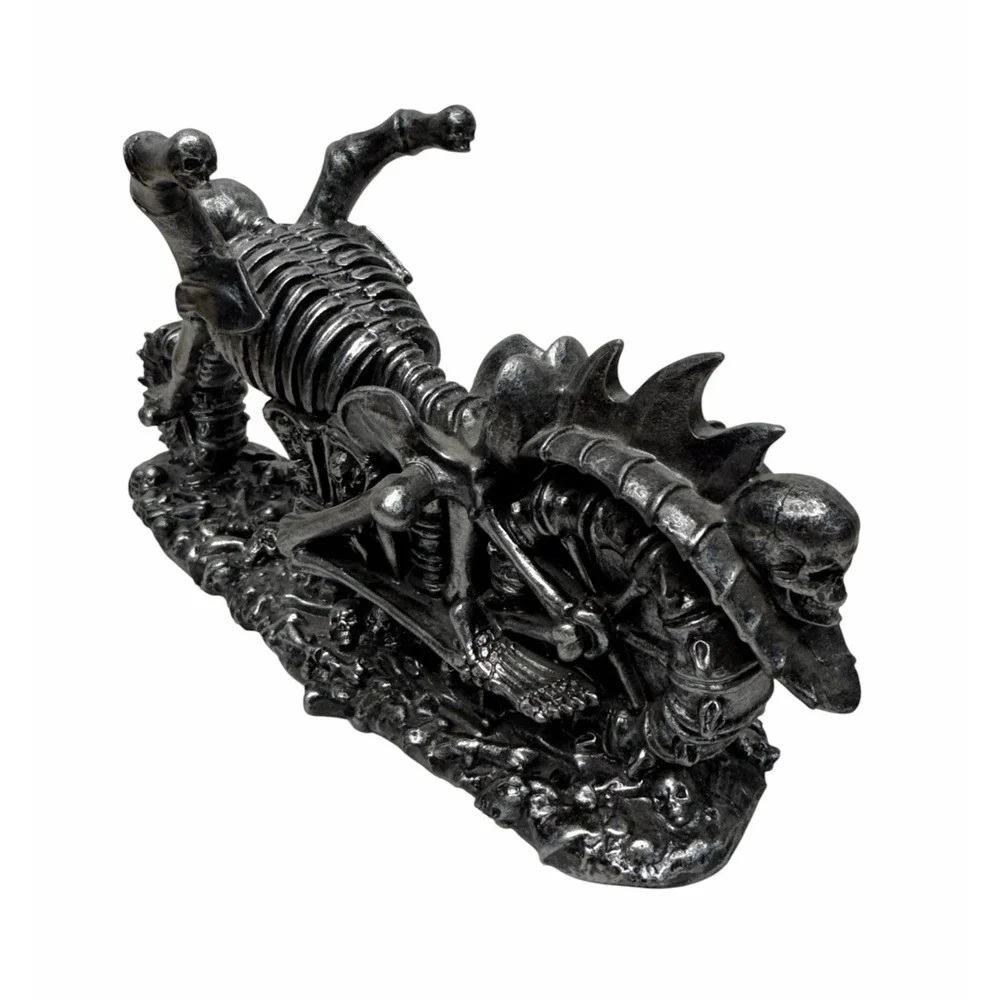 Raising Hell Skeleton Motorcycle Wine Holder Halloween Decoration
